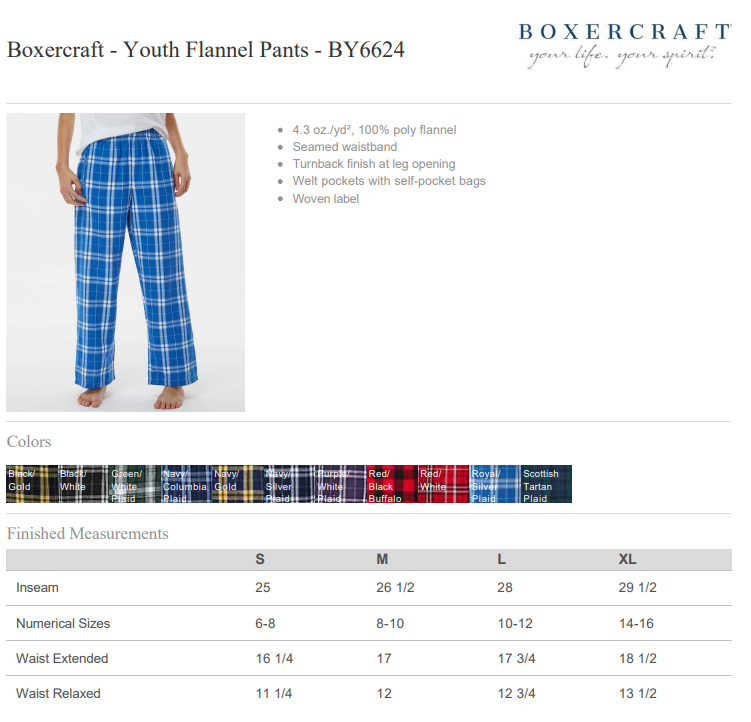 FLANNEL PANTS-SWIM TEAM